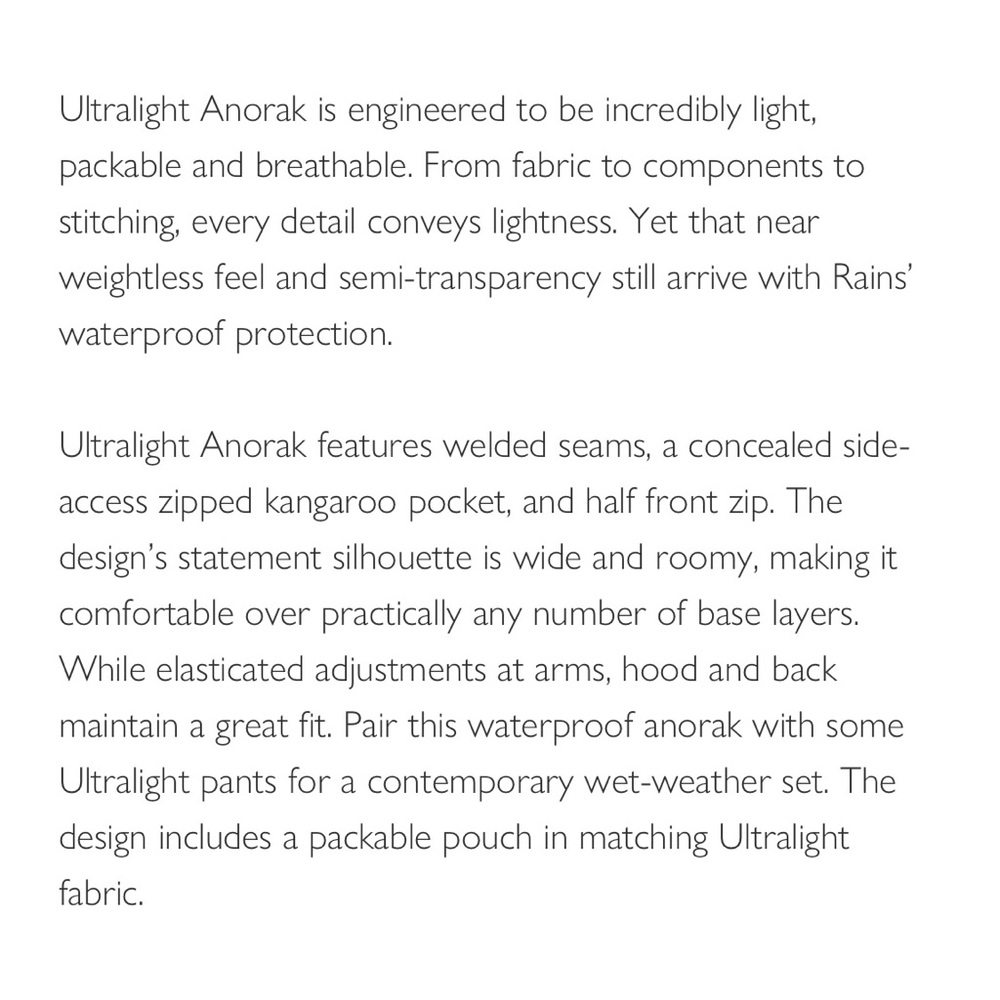 RAINS Ultralight Anorak Raincoat Jacket - Picture 13 of 13